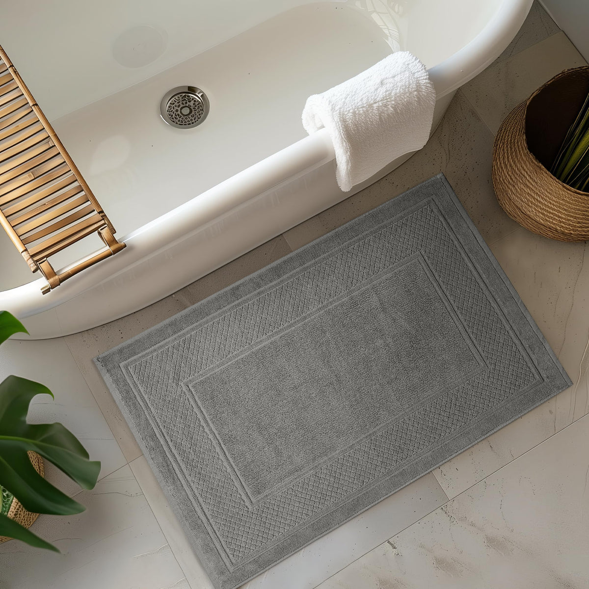 Avalon Towels grey bath mat 900gsm cotton delivers quick water absorption