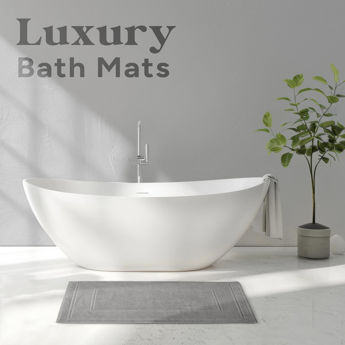 Avalon Towels grey bath mat quick-dry feature helps feet stay dry