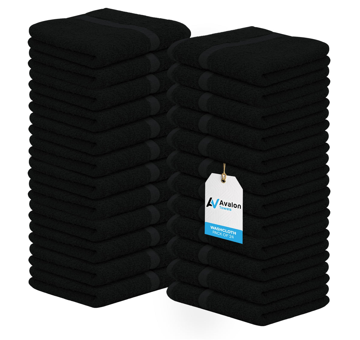 Avalon Towels washcloths 24-pack folded for easy storage and daily use.