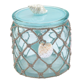 Avanti Seaglass Covered Jar with resin finish and rope accents, ideal for cotton balls.