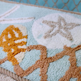 Avanti Seaglass rug close-up reveals soft cotton pile for plush steps.