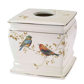 Avanti tissue box cover gilded birds ivory ceramic enhances decor with elegant touch