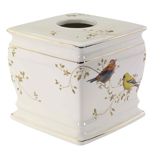 Avanti tissue box cover raised bird decal close-up shows craftsmanship