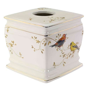 Avanti tissue box cover raised bird decal close-up shows craftsmanship