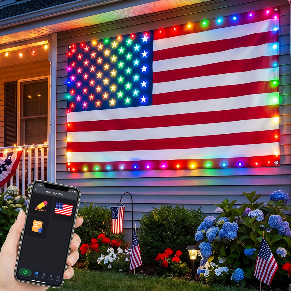 Avatar Controls smart-lighted flag 3x5ft shines with even LEDs for outdoor celebrations.