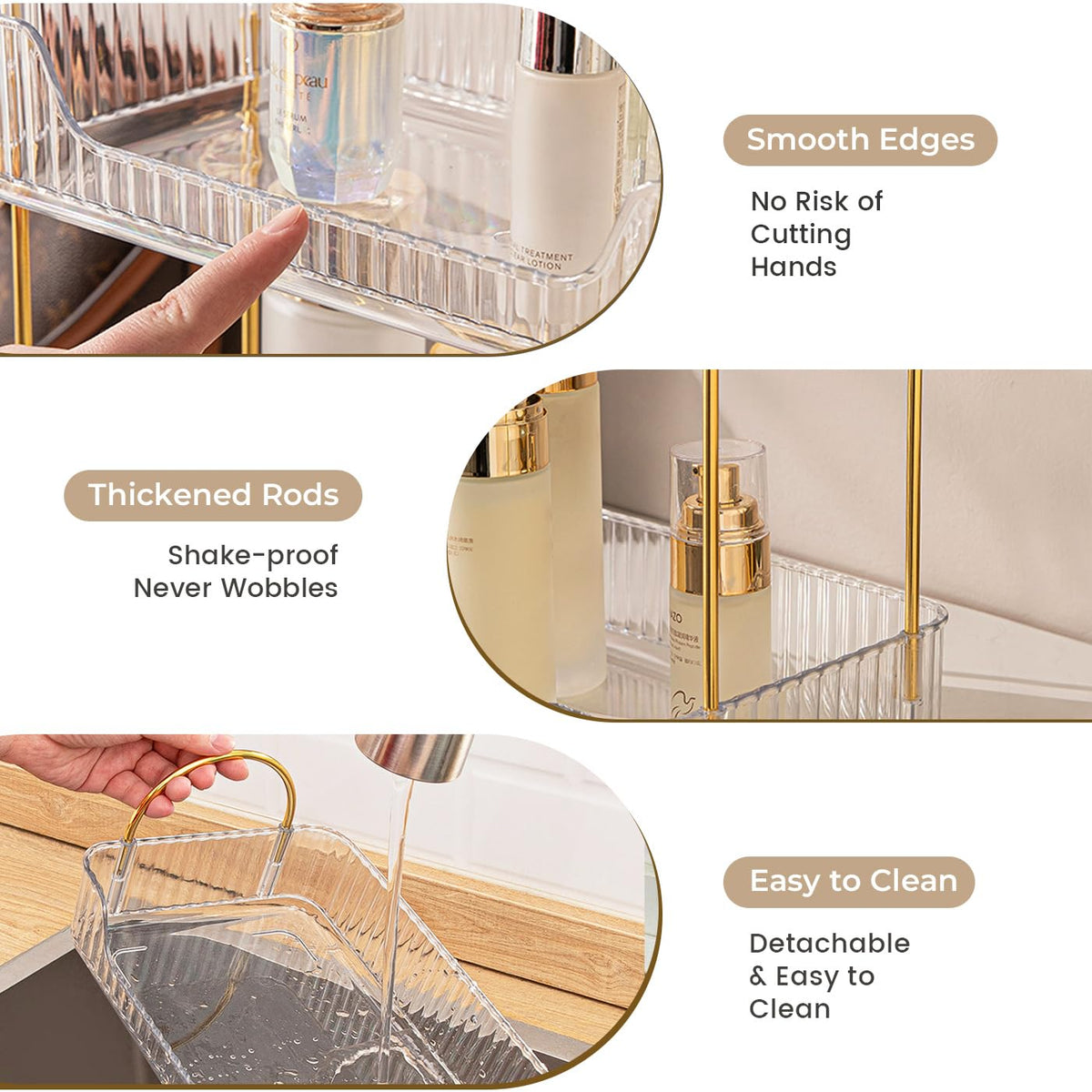 Aveniee gold brackets closeup emphasizes luxury design and sturdy support.