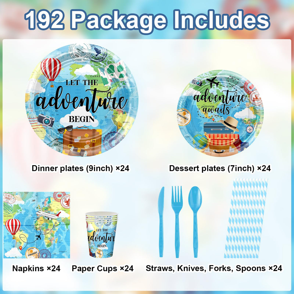 Avezano Bon Voyage 7-inch dessert plates arranged for treats and snacks