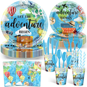 Avezano Bon Voyage 9-inch plates on a table for easy party serving and cleanup
