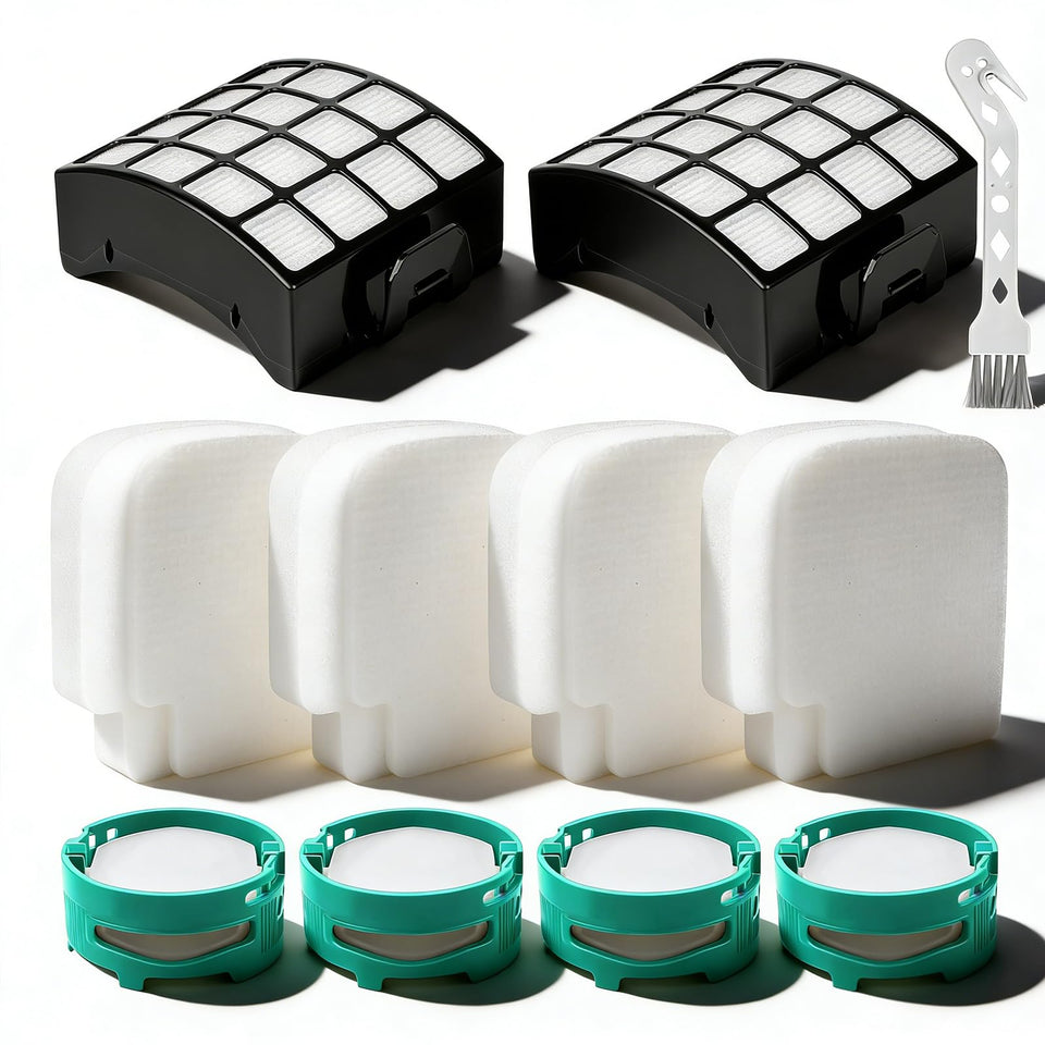 AVIKURA AZ3002 filter kit with two HEPA filters for thorough dust capture.