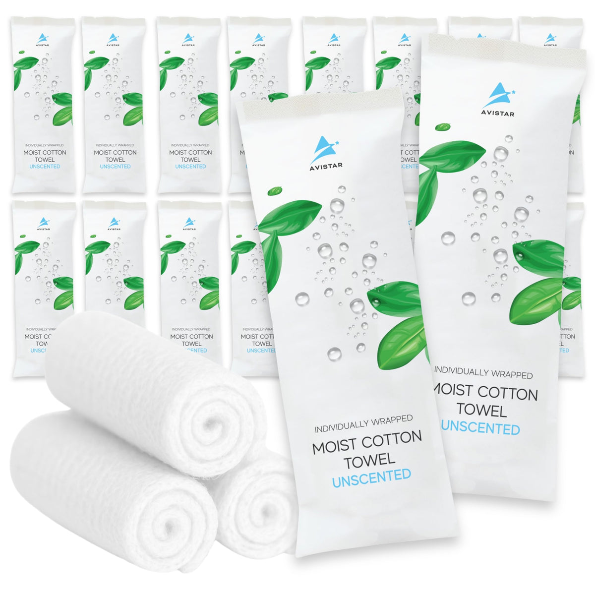 Avistar 60 wrapped towels packaging for travel-friendly cleanliness on the go.