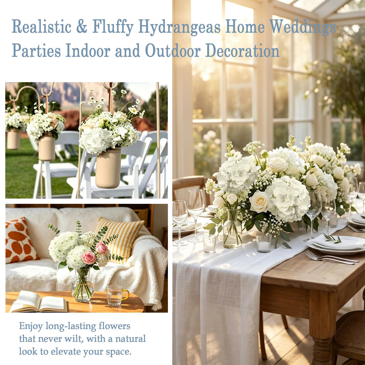 AVIVIHO home décor hydrangea branch adds soft, lasting beauty