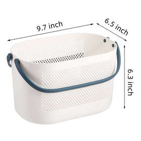AVLA white-bodied baskets with colorful handles for versatile organization around the home.