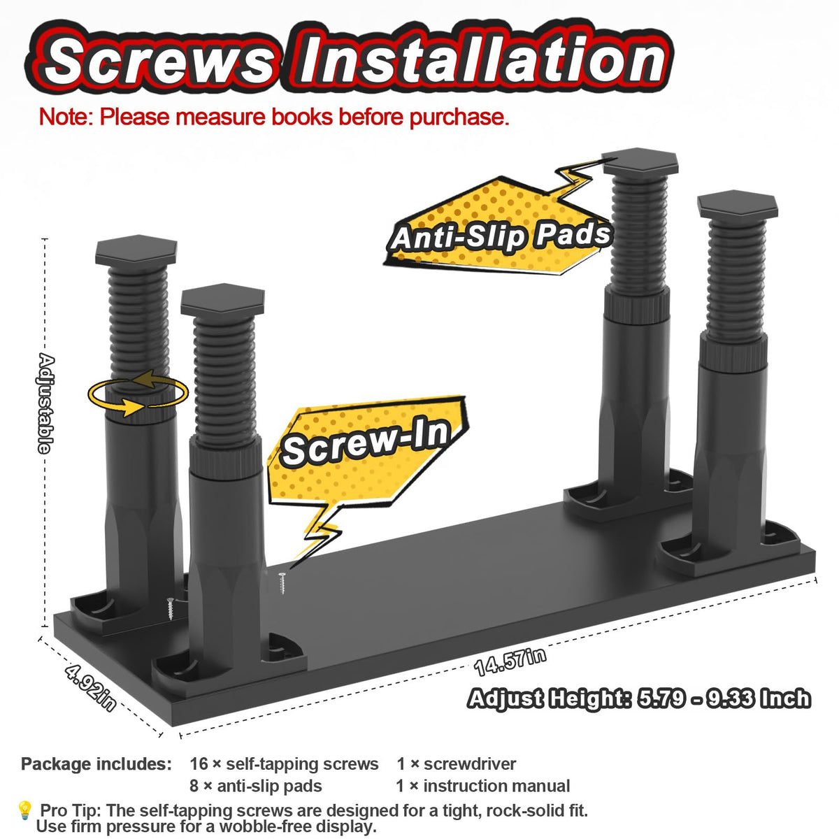 AVMDOM manga shelf risers double-row display close-up highlighting stability.