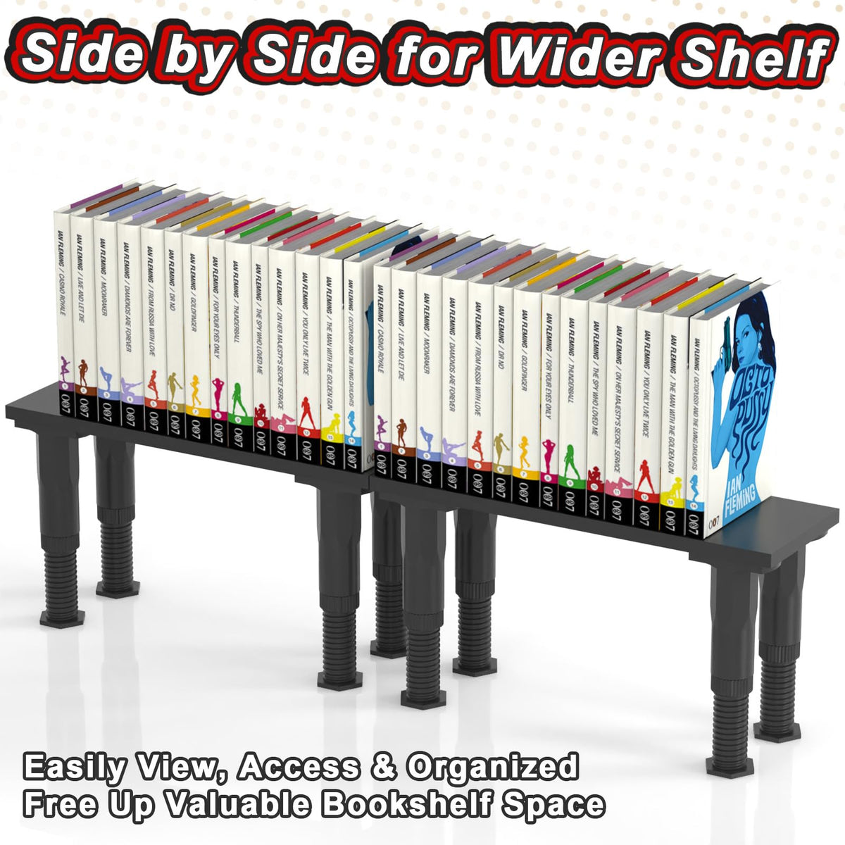 AVMDOM manga shelf risers sturdy base supports multiple volumes.