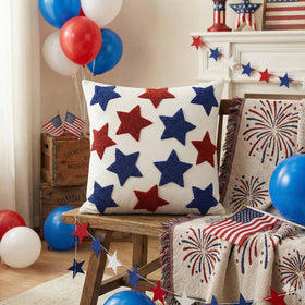 AVOIN colorlife red blue star embroidery enhances sofa styling