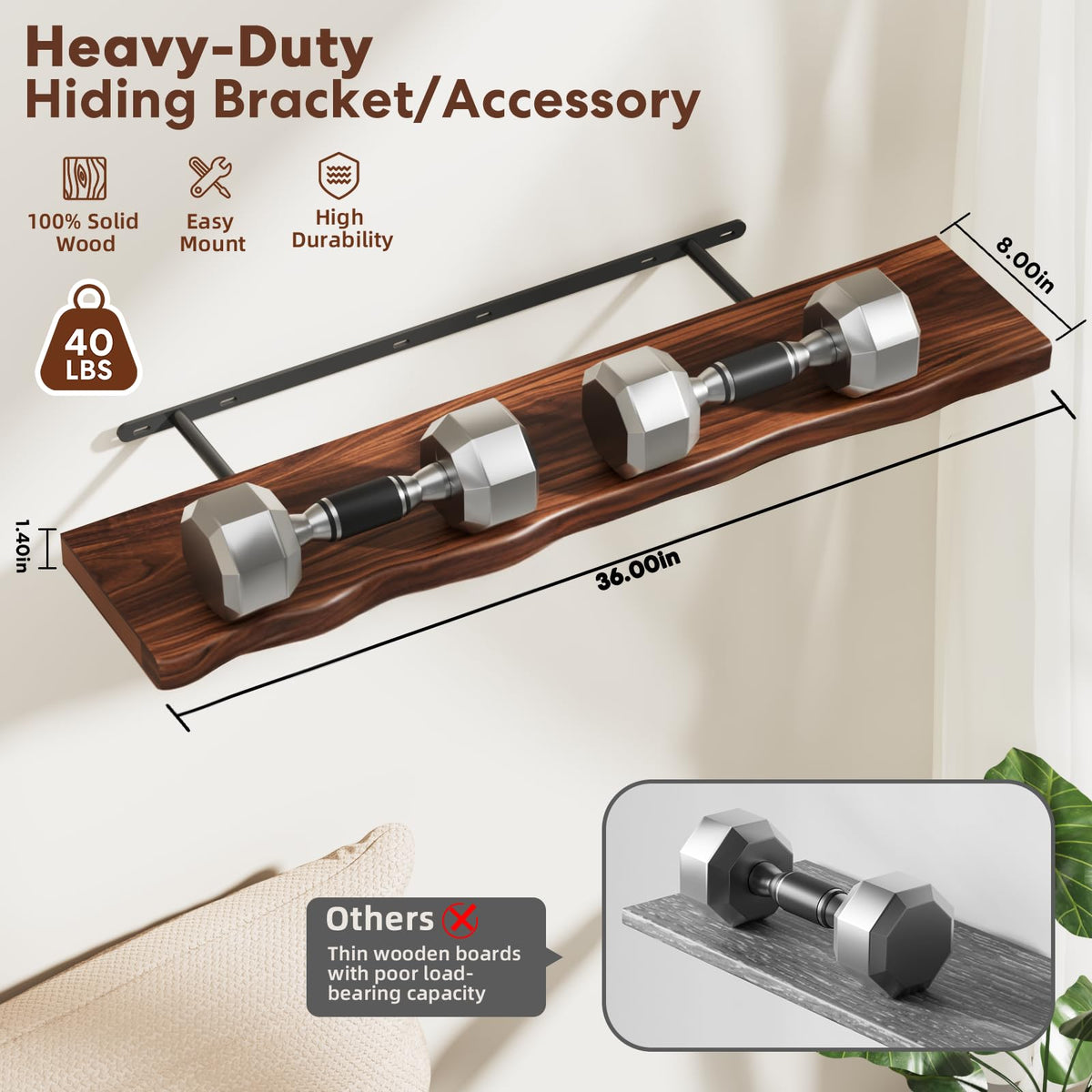 Avytronx 8 inch depth shelf shows ample space for decor and essentials