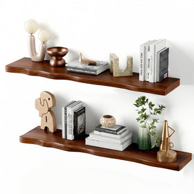 Avytronx live-edge 36in walnut floating shelf, rustic display with strong support