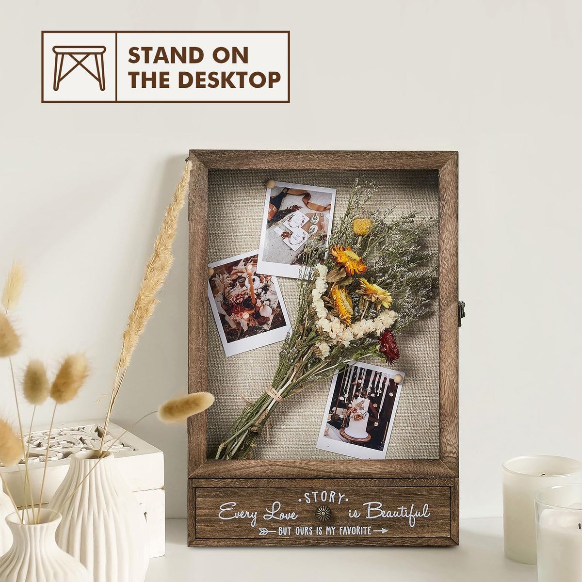Aw Bridal brown-wooden-memory-box showcases rustic charm while safeguarding treasured mementos