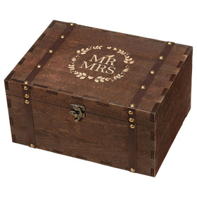 AW BRIDAL Large Mr and Mrs Keepsake Box lid engraving highlights a timeless wedding keepsake