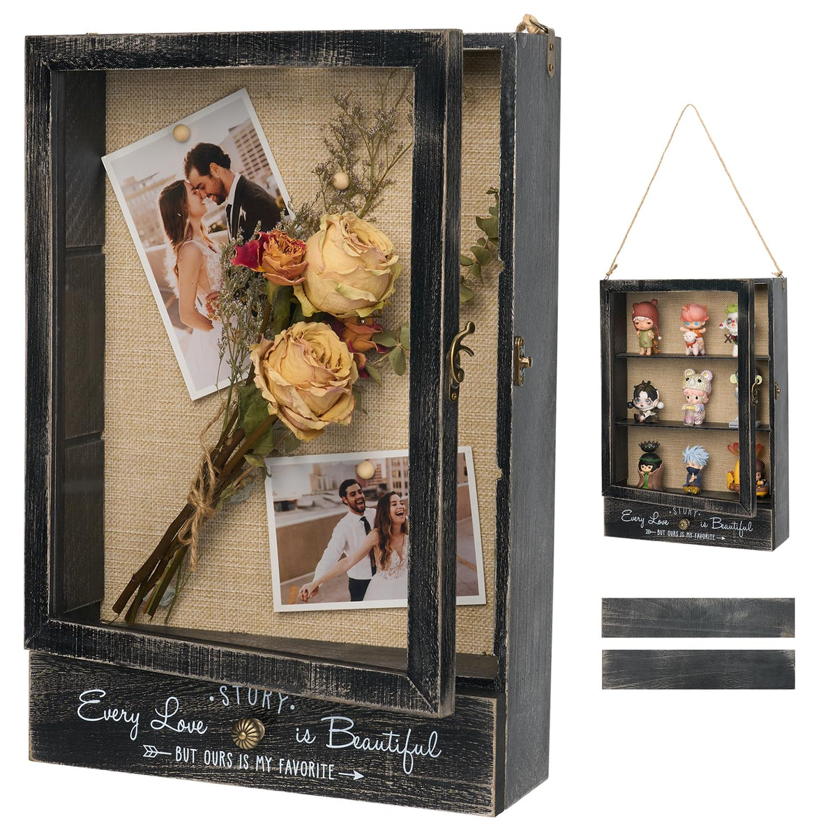 AW BRIDAL large shadow box front view with deep storage for keepsakes