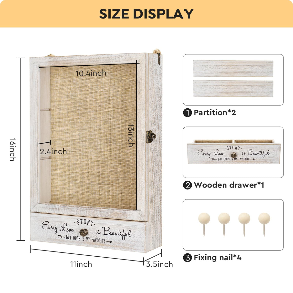 AW BRIDAL clear acrylic panel protects keepsakes while staying visible.