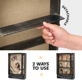AW BRIDAL shadow box dark wood grain emphasizes retro charm