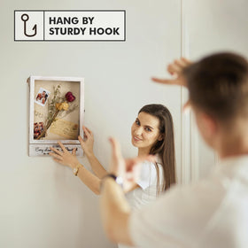 AW BRIDAL shadow box with removable shelves offers flexible organization for keepsakes.