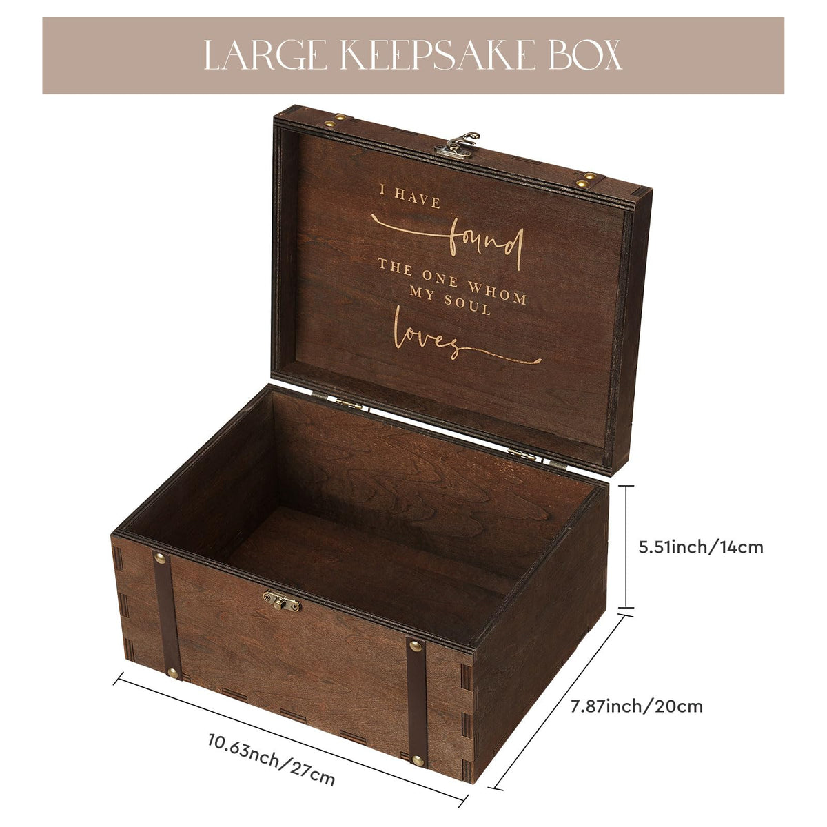 AW BRIDAL wooden keepsake box close-up reveals natural grain and matte finish for elegant storage
