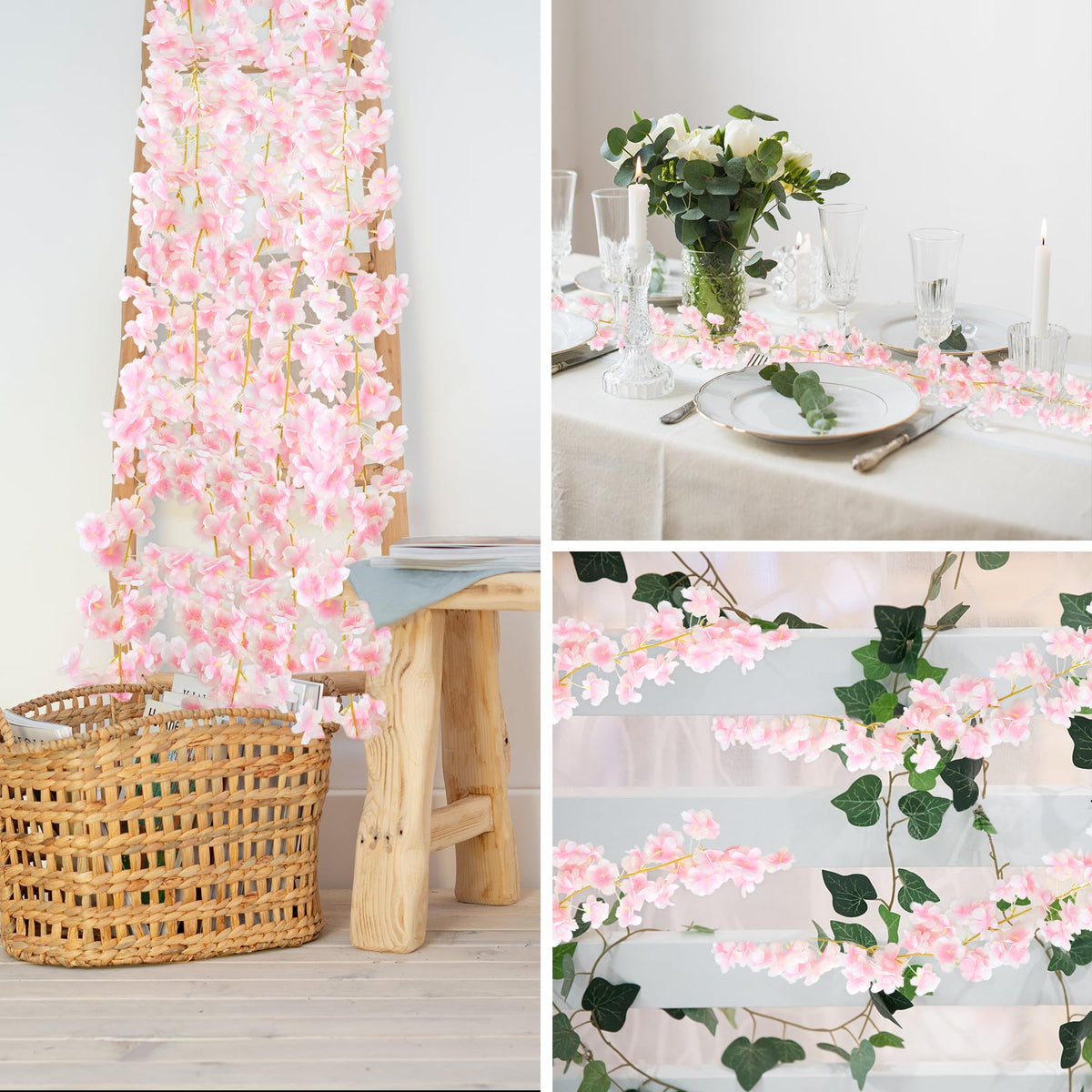 AWARDSEN table backdrop sakura decor in soft pink tones