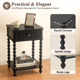 AWASEN Black Nightstand in a bedroom scene blends with decor.