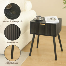 AWASEN Black Nightstand dimensions 11.8 inches deep by 15.8 wide by 21.6 inches high, ideal for compact spaces.