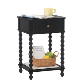 AWASEN Black Nightstand drawer closeup shows easy access storage.