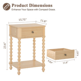 AWASEN end table showing spacious tabletop and open lower shelf.