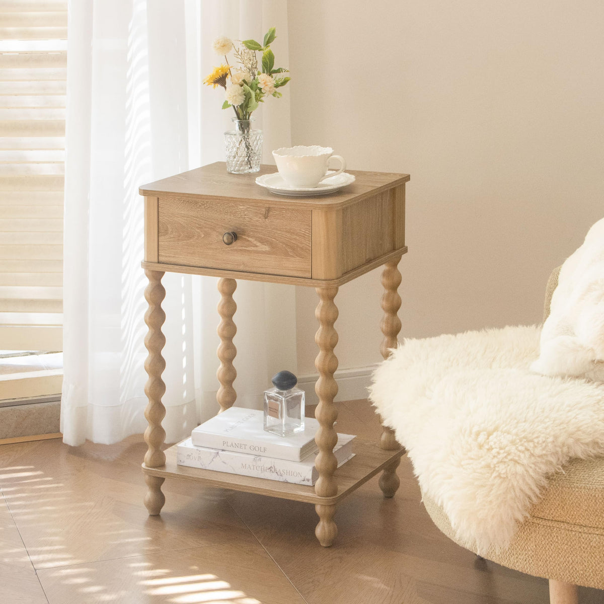 AWASEN end table with drawer provides private storage beside the bed