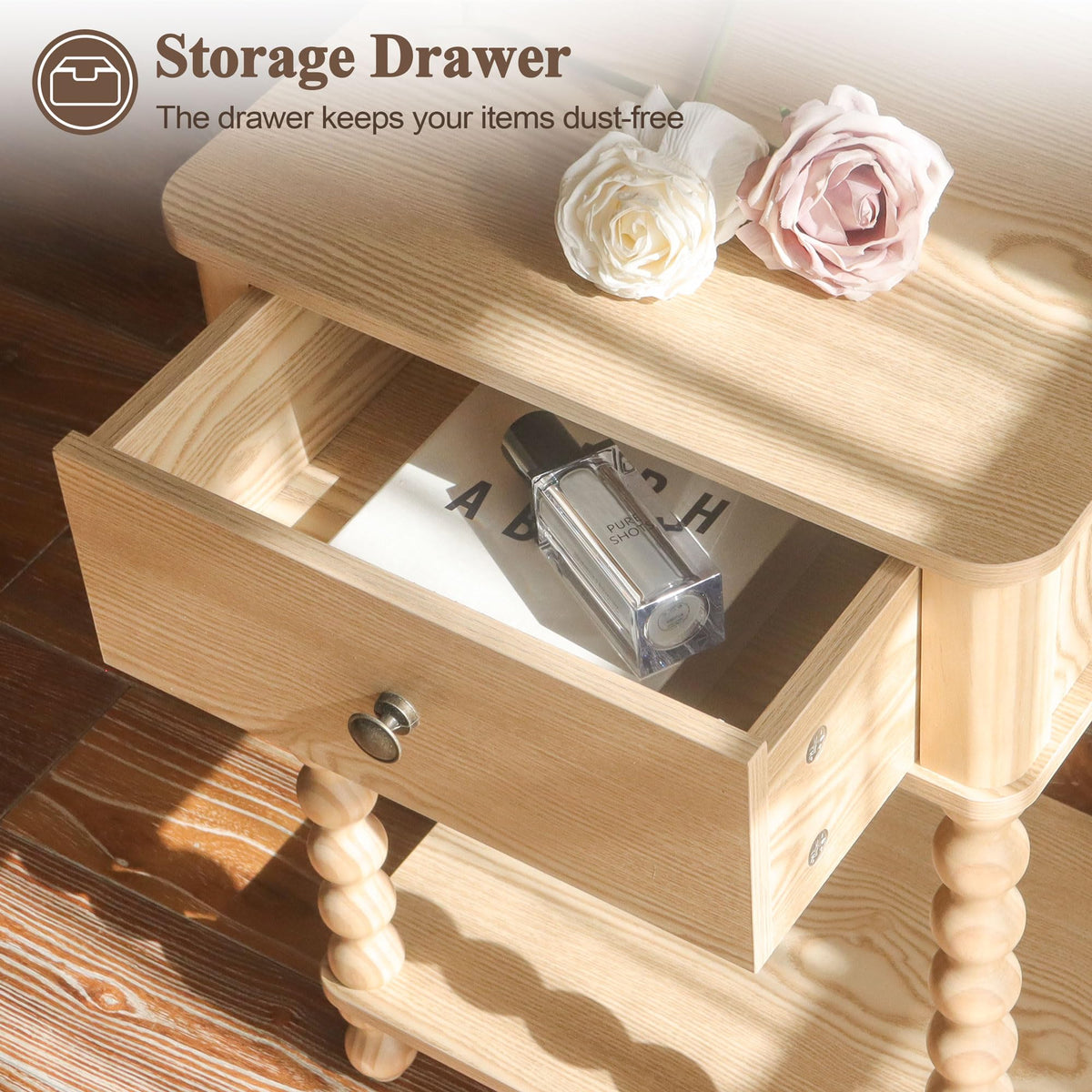 AWASEN night stand used as bedside, side, or accent table.