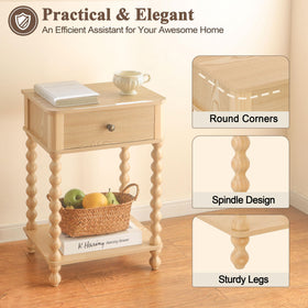 Close-up of AWASEN night stand drawer pull-out for private storage.