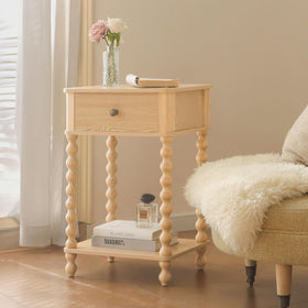 AWASEN Night Stand in rich walnut finish complements bedroom decor.