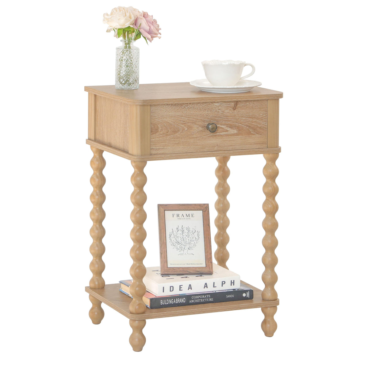 AWASEN night stand with walnut finish offers warm style and accessible storage