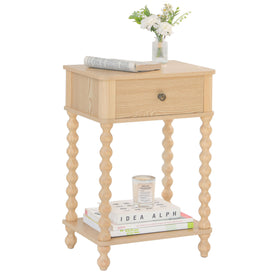 AWASEN Night Stand with spindle wood legs and compact drawer for bedside storage.