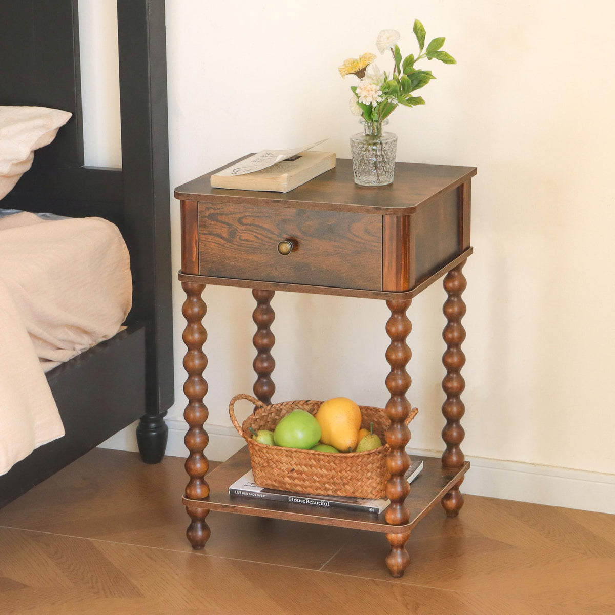 AWASEN nightstand assembly process showing numbered parts