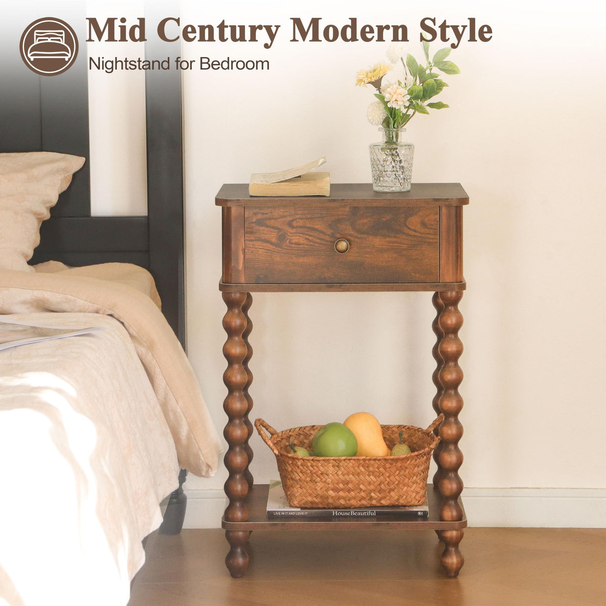 AWASEN nightstand placed in a living room setup with lamp and decor