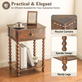 AWASEN nightstand open lower shelf for display and easy reach