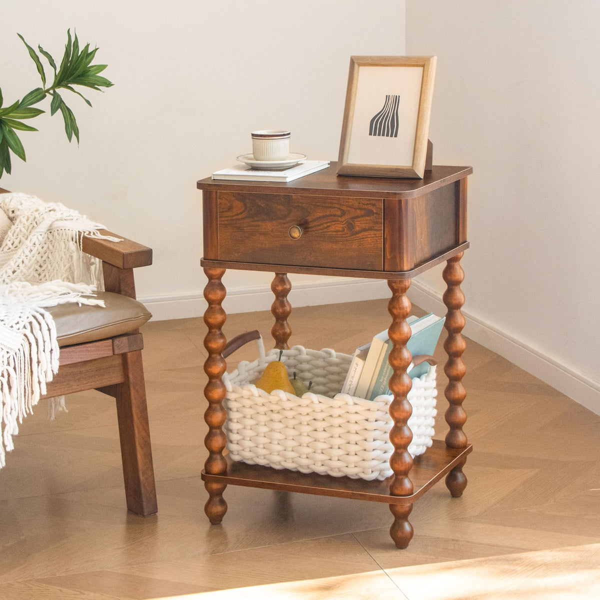 AWASEN nightstand with spindle legs adding mid-century charm and stability