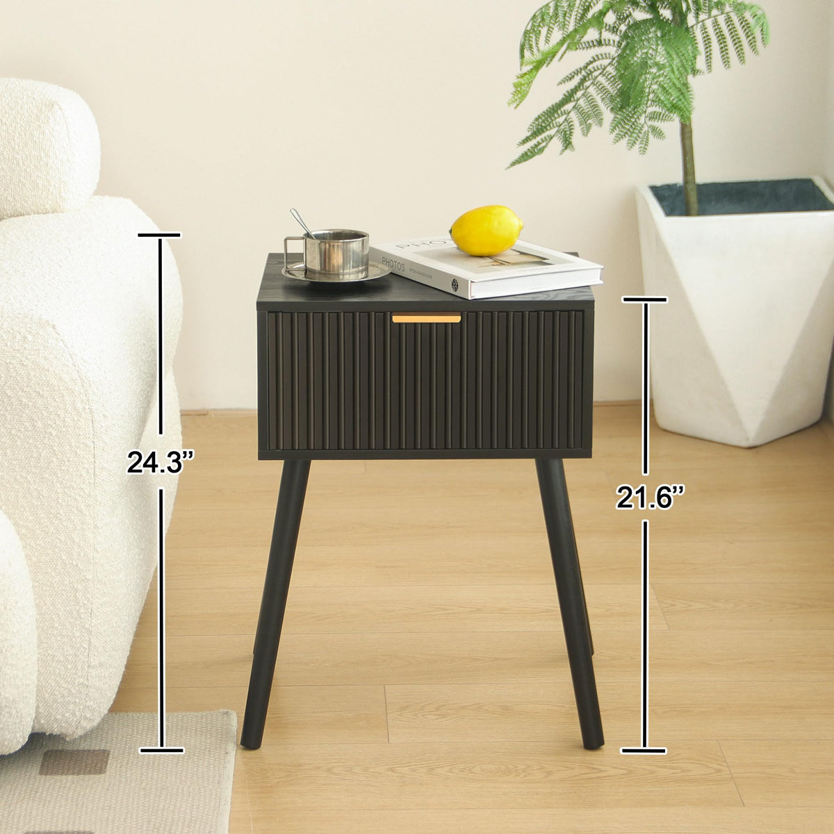 AWASEN Nightstand features thick MDF construction and wood legs for durable everyday use.