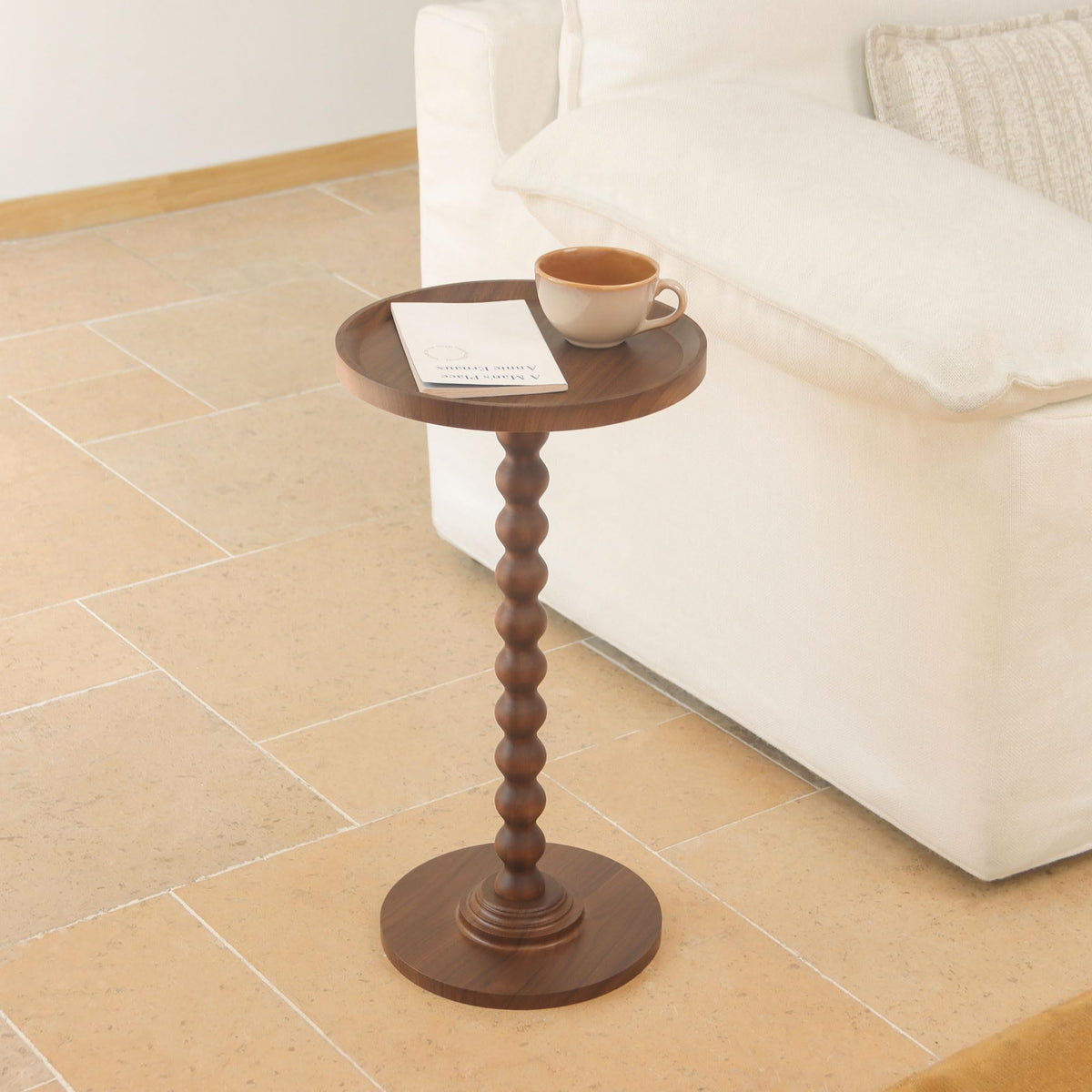 AWASEN pedestal table with solid wood legs enhances room decor.