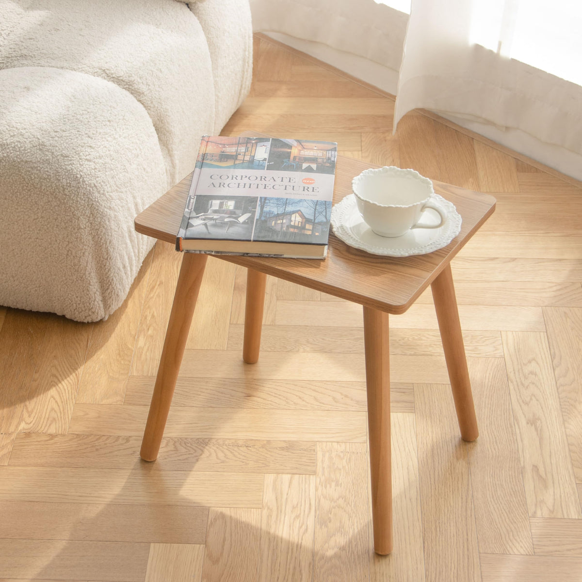 AWASEN side table wood finish with smooth, easy-clean coating