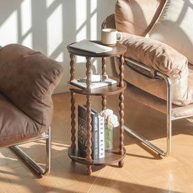 AWASEN small round end table nightstand layout demonstrates convenient bedroom organization.