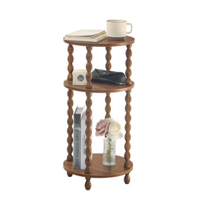 AWASEN small round end table with walnut tilt view showing compact design and stylish finish.