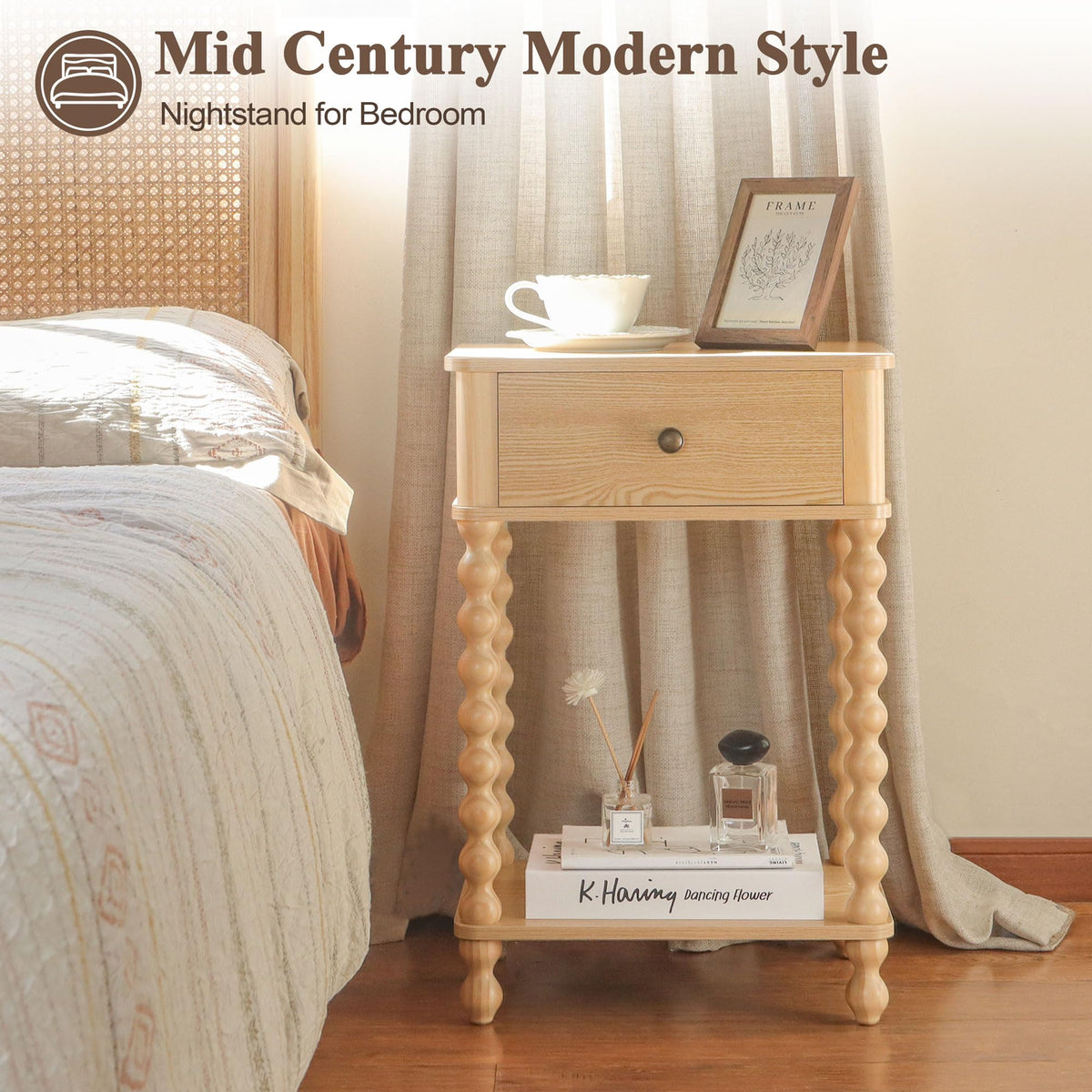Detail of AWASEN spindle wood legs lending farmhouse charm.