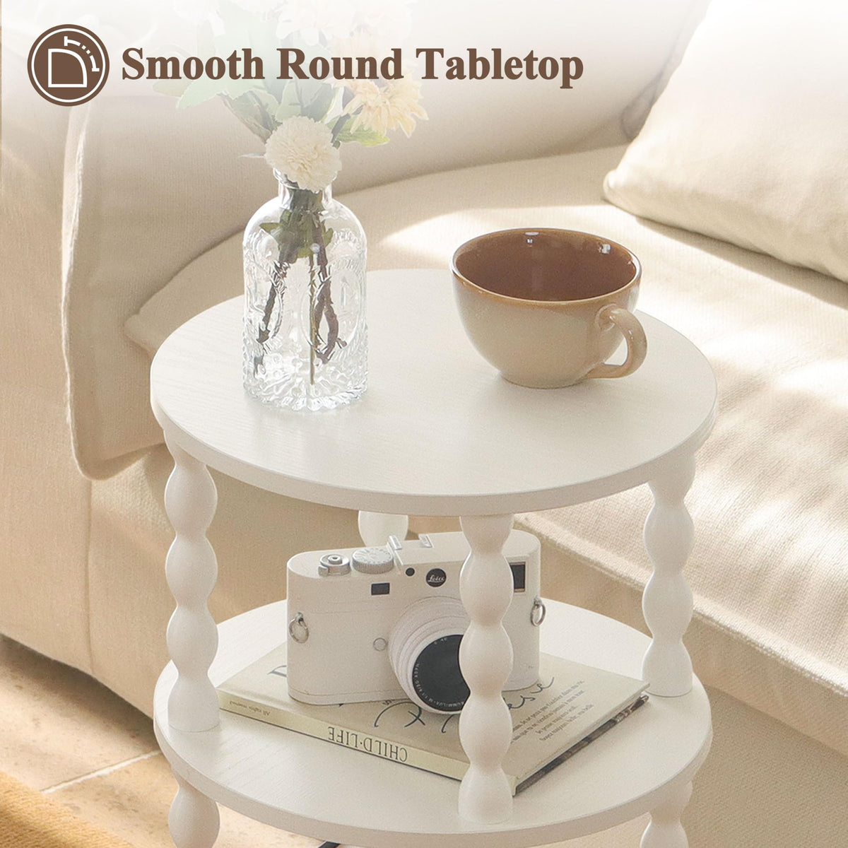 AWASEN versatile 3-tier table serves as nightstand, side table, or accent piece.